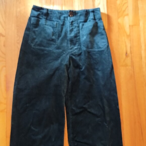 Anthropologie The Colette Cropped Wide-Leg Corduroy Pants  Maeve Dark Green 27 4 - Picture 2 of 5